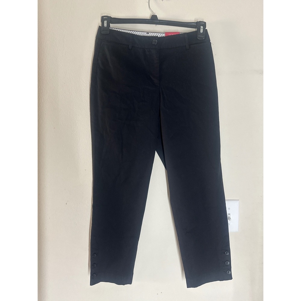 Talbots Perfect Crop Pant Curvy Slim Leg Black Button Hem Trousers NWT Size 2